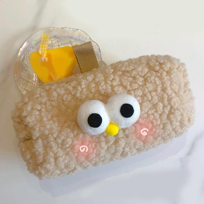 Portable Zipper Pencil for Case Multifunctional Cute Pen Pouch Fuzzy Plush Storage Bag for Travel Stationerys Small Craf