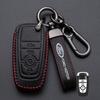 WRLD7 4 Buttons Leather Car Remote Key Case Unisex Keychain For Raptor F150 Explorer Mustang Fusion Escape F250 F350 F450 RAPTOR