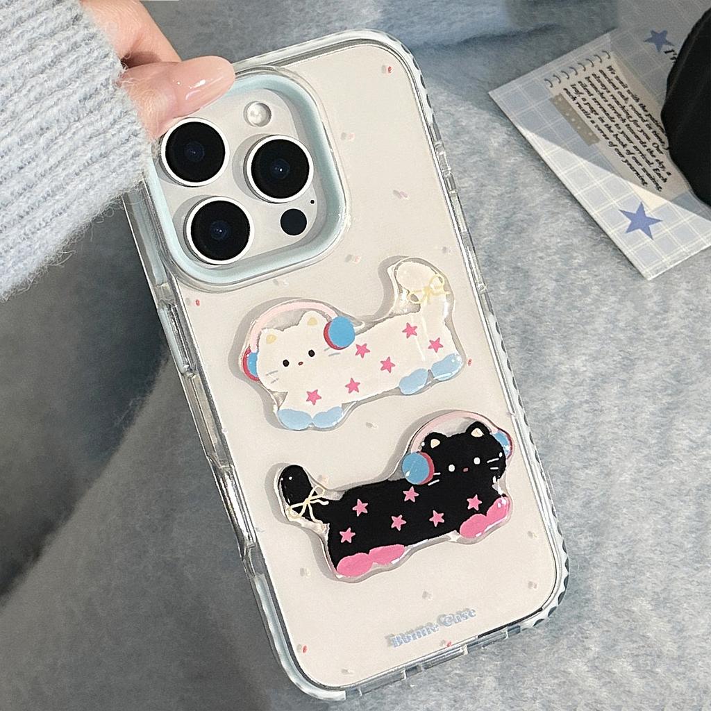 Blauer Spritzer Cartoon Katze IPhone 15 Apple 16 Promax Handyhülle Geeignet für 14 Sturzsicher 13 Dreidimensional 11 Weich
