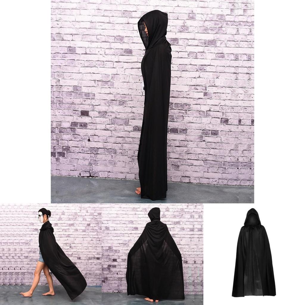 Højkvalitets Halloween Kappe Cosplay Vampyr Heks Troldmand Kåbe Fest Voksen Børn Sort Kappe Kappe
