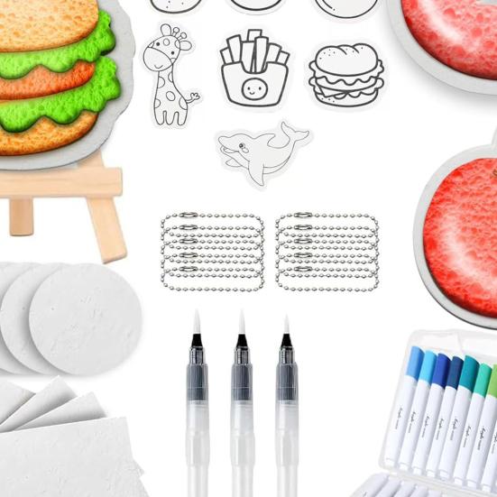 55Pcs 3D Foam Texture Painting Kit for Watercolor Paint Markers Soft-tip