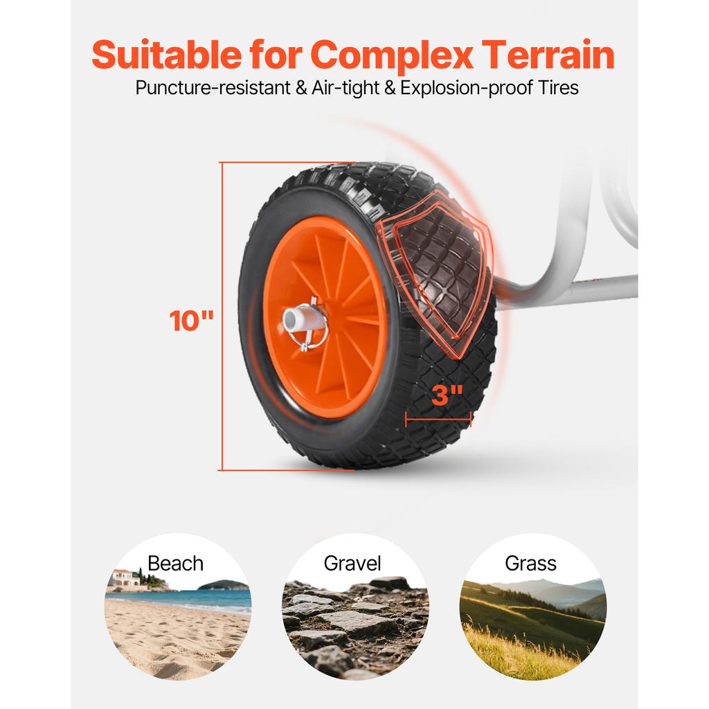 Carrello Kayak SucceBuy Capacità 150 lbs Trolley per Stand Up Paddle Board con Ruote in Gomma Solida da 10 Pollici e Cavalletti per Paddleboard