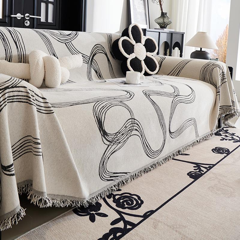 Chenille Sofa Towel Corrugated Lines Modern Simple Four-season Universal Sofa Cushion Cover Blanket Full Cover Sofa Cover