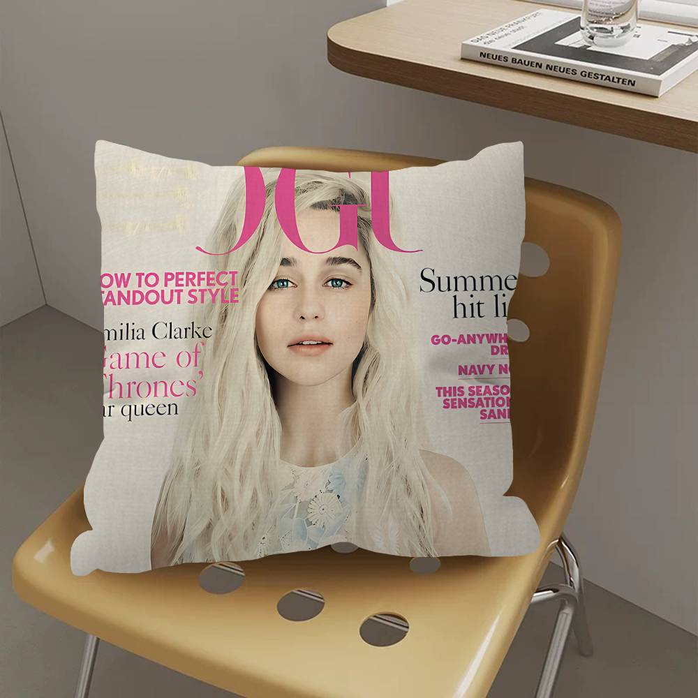 E-Emilia C-Clarke Cushion Cover Car Throw Pillow Case For Sofa Car Christmas Gift 40x40cm 45x45cm