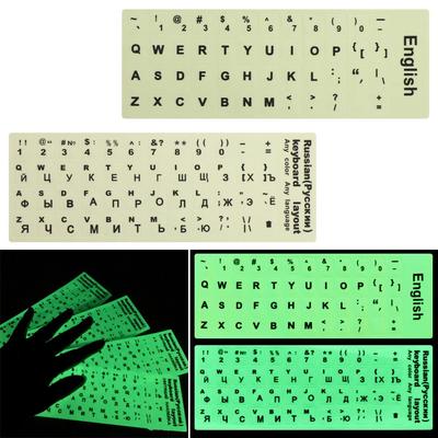 Klávesnice Deutsch Russian Letter Spanish Luminous Keyboard Stickers Abecední rozložení Ochranná fólie