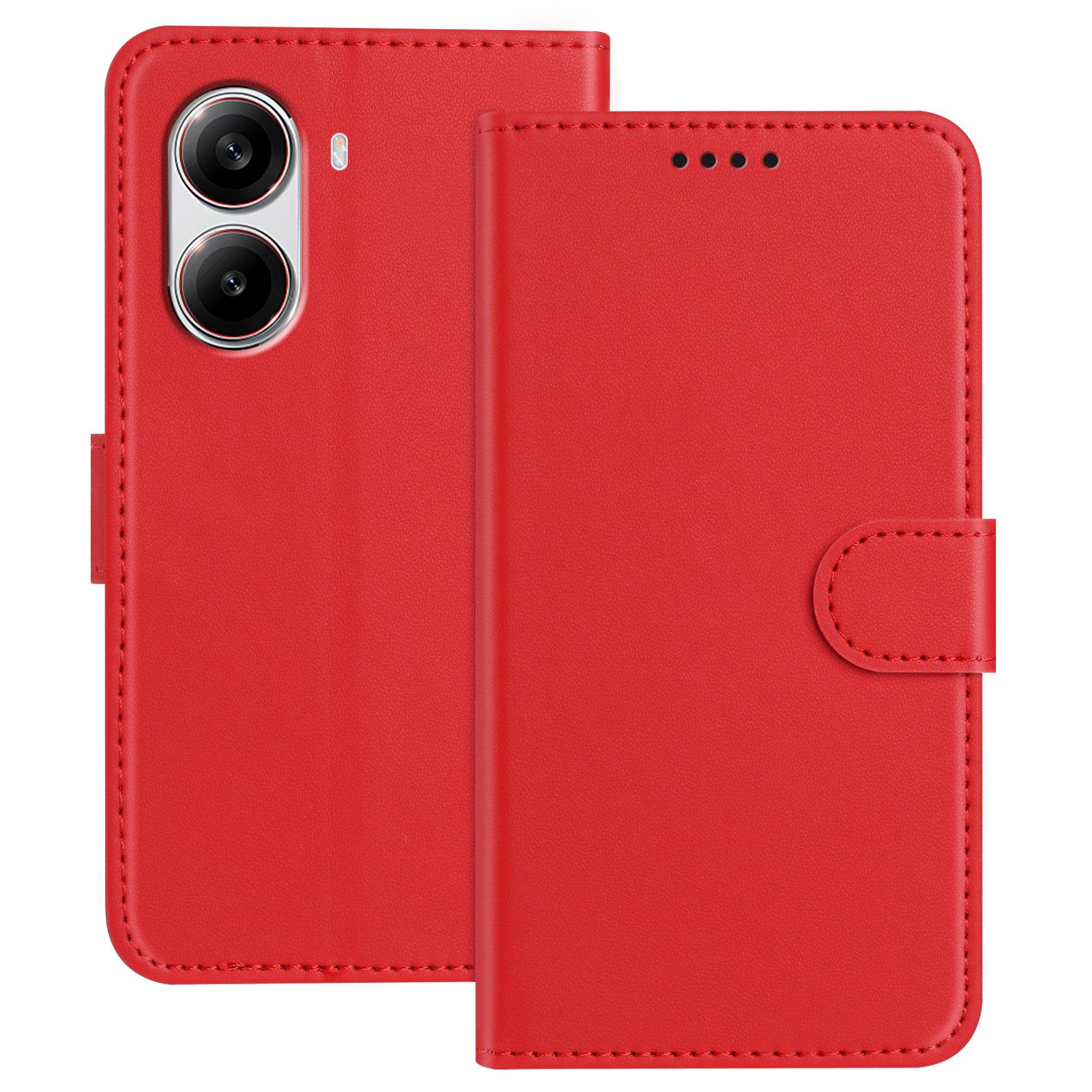 

For Xiaomi Redmi Turbo 4 5G/Xiaomi Poco X7 Pro 5G Leather Case Wallet Stand Solid Color Anti Drop Phone Cover Red