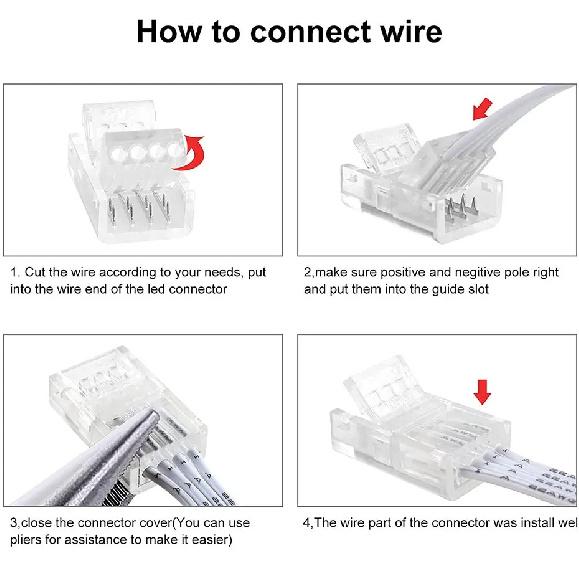 20pcs LED Strip Connector 2/3/4/5/6pin Electric Wire Connector For 5050 RGB CCT RGBW LED Strip Lights To Wire Connection Use