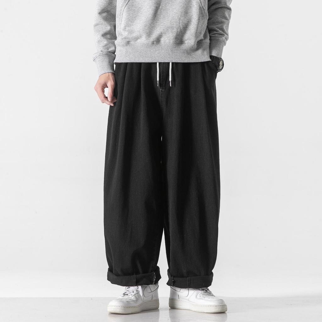 Spring/Summer Loose Casual Solid Color Wide-Leg Plus Size Dad Jeans - European Size