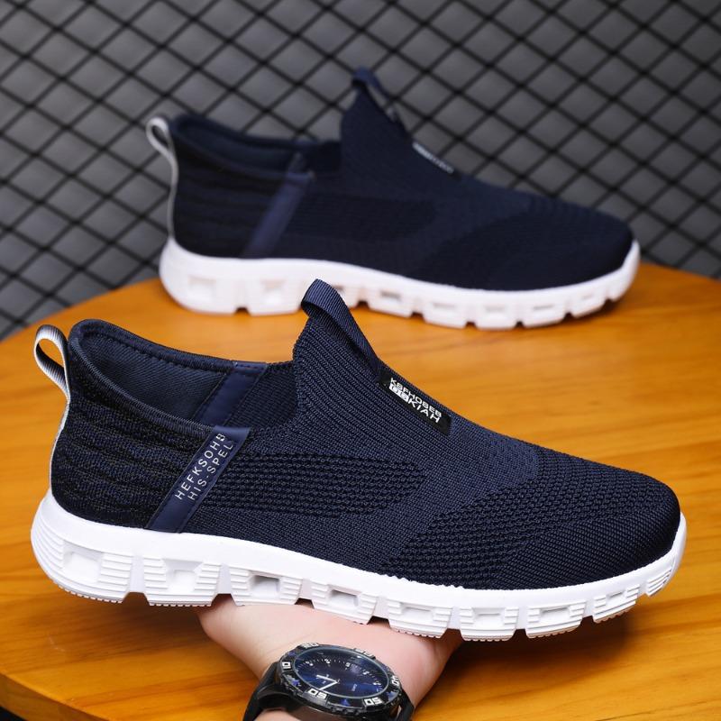 

Large size men s shoes new soft-soled fly-woven sports shoes lazy one-pedal casual shoes simple and lightweight shoes men 45 синий