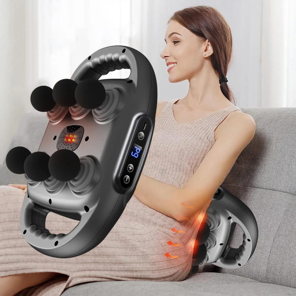 Fascia Gun Muscle Massager Gun High Frequency Back Waist Massage Machine Six-head Body Shoulder Professional Fascia Massage Gun