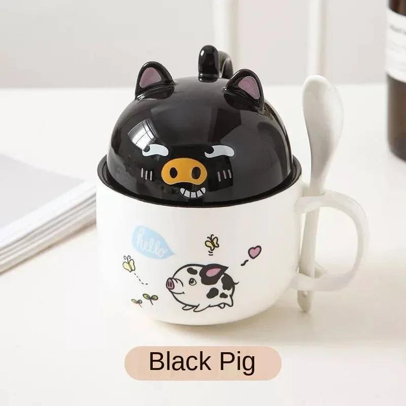 350ml Kawaii Kubek Shiba Inu Uroczy Kreskówkowy Ceramiczny Kubek z Pokrywką i Łyżeczką Kubki na Kawę Mleko Herbatę Śniadaniowe Filiżanki Naczynia do Picia Prezenty