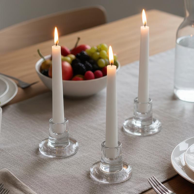 Luxury Glass T-Shaped Candle Holder Wedding Centerpiece Candle Sticks Holders Vase Clear Glass Taper Candlestick Holder