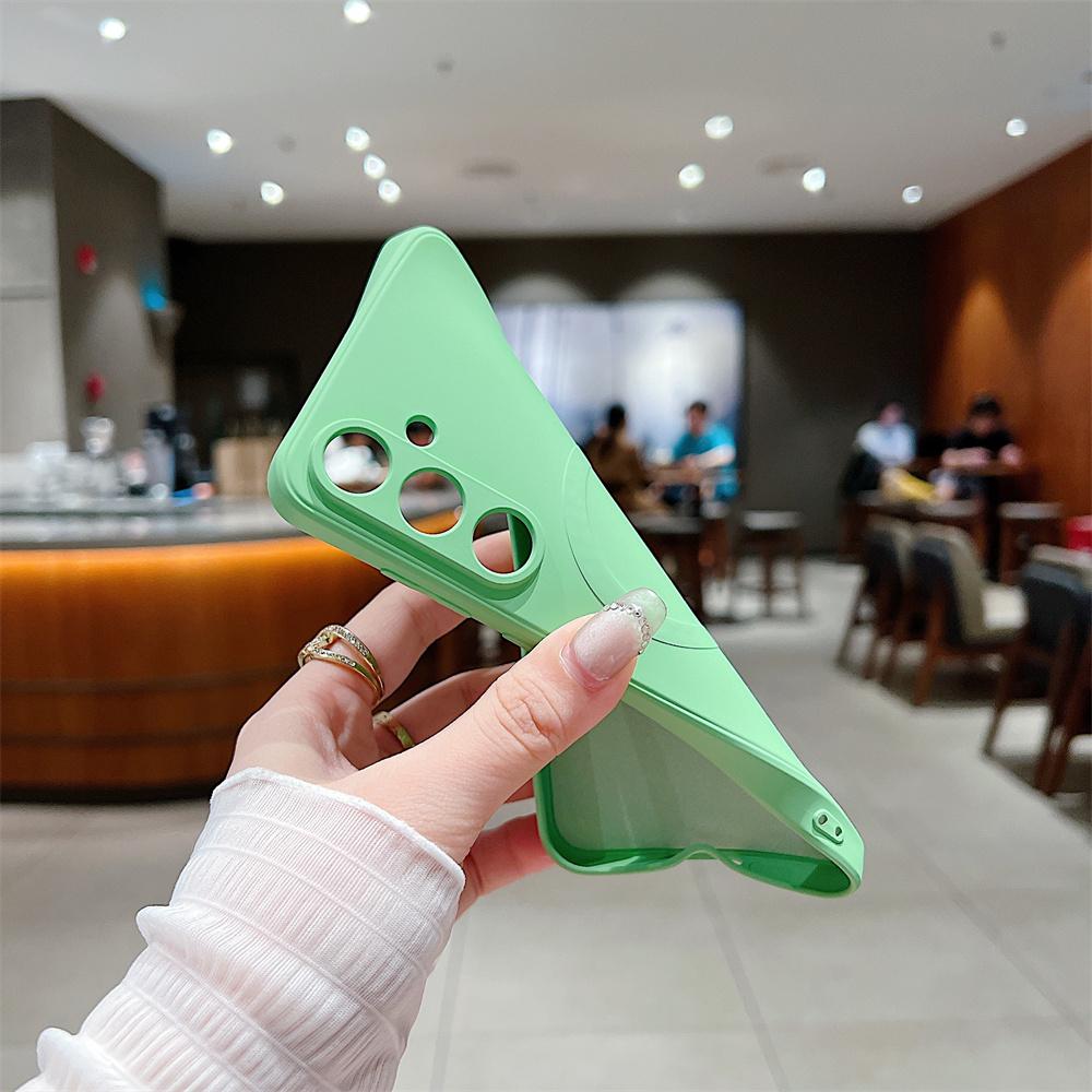 Fashion Colorful Silicone Magnetic Phone Case for Samsung Galaxy A57 A37 A27 A17 A07 A56 A16 A36 A26 A55 A35 A15 Wireless Charge Camera Protect Cover