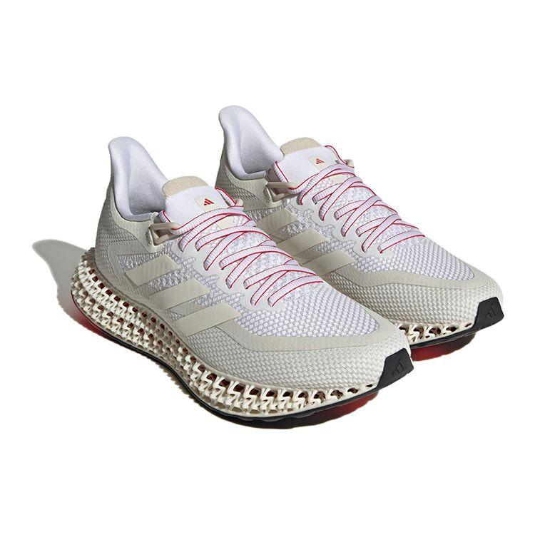 Adidas 4D FWD Comfortable Trendy Fabric Slip-Resistant Wear-Resistant Low-Top Running Shoes Unisex Sneakers White Red IE4554