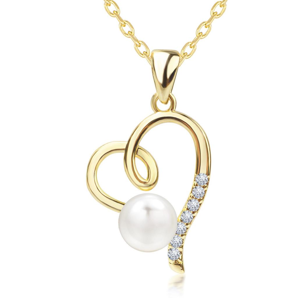 Love Pearl Love Necklace Women's Micro Inlaid Simple Love Shaped Clavicle Neck Chain