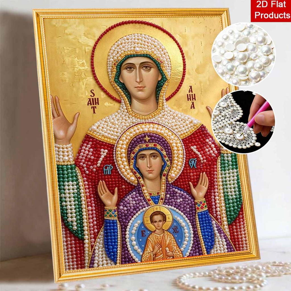 DIY 3D Pearl Diamond Painting Art Set Saint Anne Religious Home Decor Art Set Wall Art