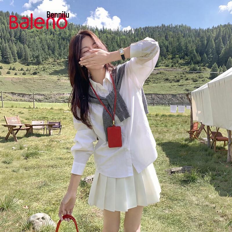 Baleno Women s Korean Style Color-Block Shawl Shirt M