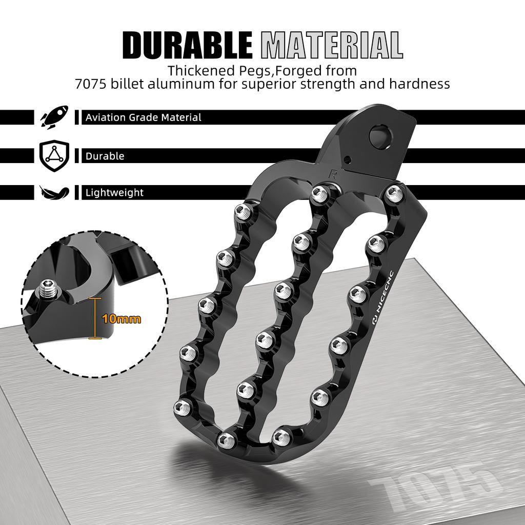 NICECNC Large Motorcycle Footpeg Footrests for Kawasaki KLR 650 87-24/1" Footpegs Lowering Brackets for Kawasaki KLR650 87-18