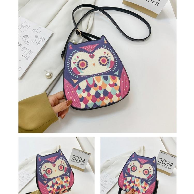 Cartoon Owl Crossbody Bag for Women Small Messenger Bag PU Leather Shoulder Bag