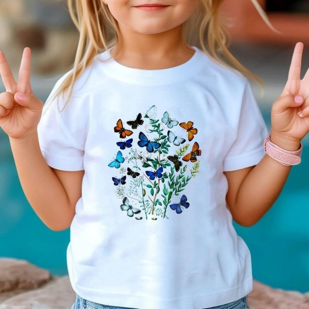 New 3D Butterfly Print Kids Girls T Shirt Summer Kids Clothes Short Sleeve Children Top Fashion T-Shirts Crew Neck Child T-Shirt