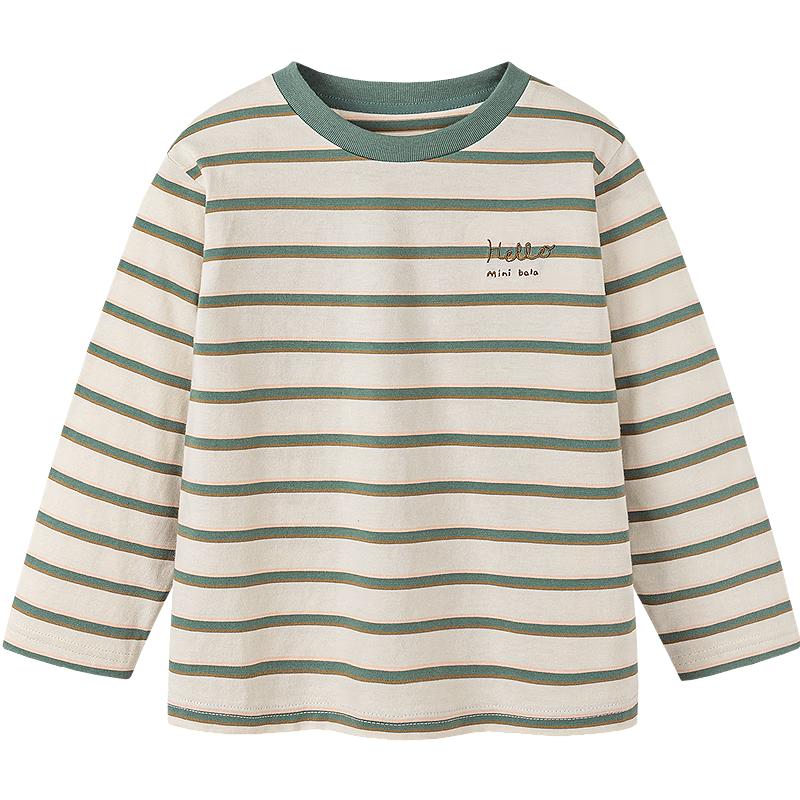 Minibala Kids  Colorblock Combed Cotton Long Sleeve T-Shirt 130