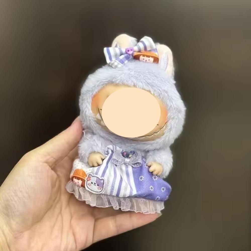 Rastgele 2 Set Mini Peluş Bebek Giysisi Kıyafet Aksesuarları 15-17cm Labubu İdol Tulum Koleksiyonu Giysi Hediye İçin Tasarlanmıştır