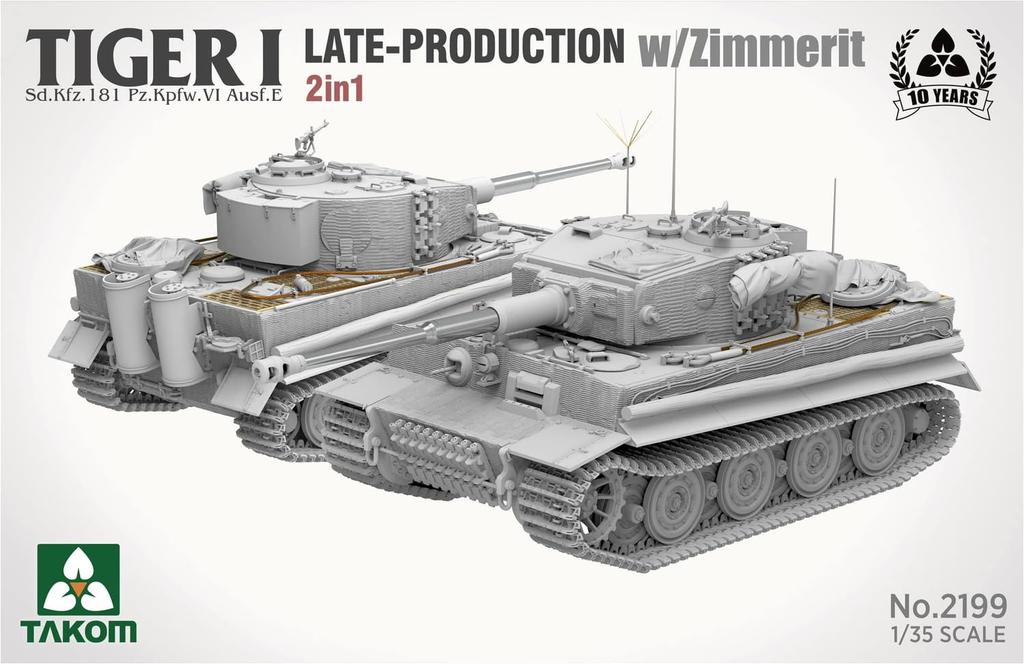 Takom Tiger I Late Coating 2 in 1 Late Production Command Vehicle Plastic Model Kit TKO2199 1/35 Sd.Kfz.181 Pz.Kpfw.VI Production/Zimmerit