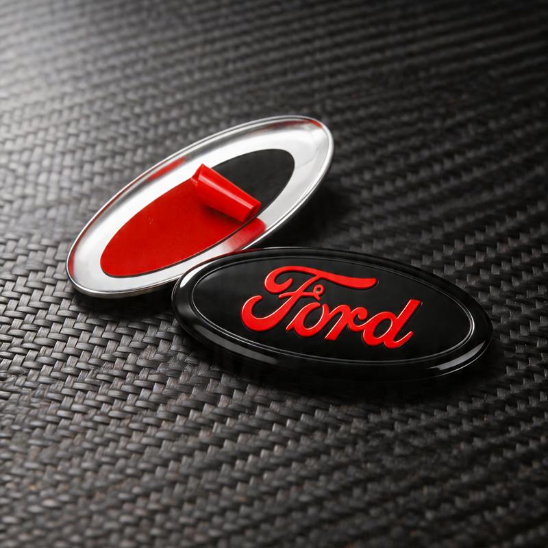 LKLE5 14.5cm Aluminum Overlay Emblem Badge For Ford Mondeo Explorer Edge Focus Fiesta Kuga Transit Ecosport Escape MK3 Auto Accessory