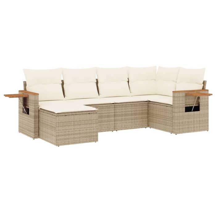 VidaXL Salon de Jardin avec Coussins 6 pcs, Canapés de Terrasse, Ensemble de Meubles de Patio, Mobilier d'Extérieur, Beige 3259419