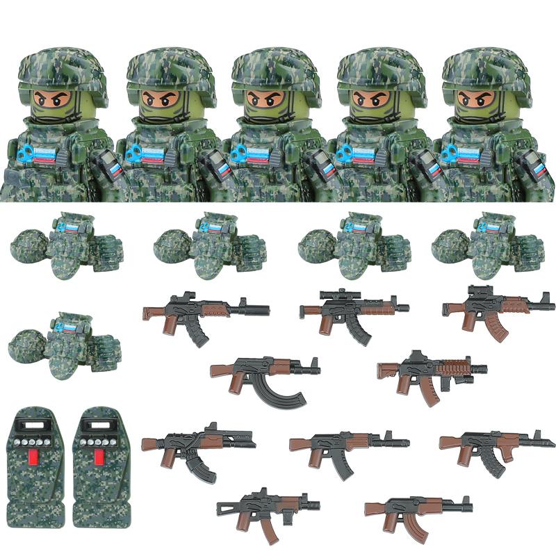 America Army Combat Uniform Special Forces Figures Building Blocks City US Special Air Service Soldier Military Weapons Toys