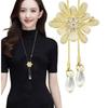 Elegant Crystal Pendant Necklace - Versatile High-End Sweater Chain with Long Tassels for Autumn and Winter Fashion.