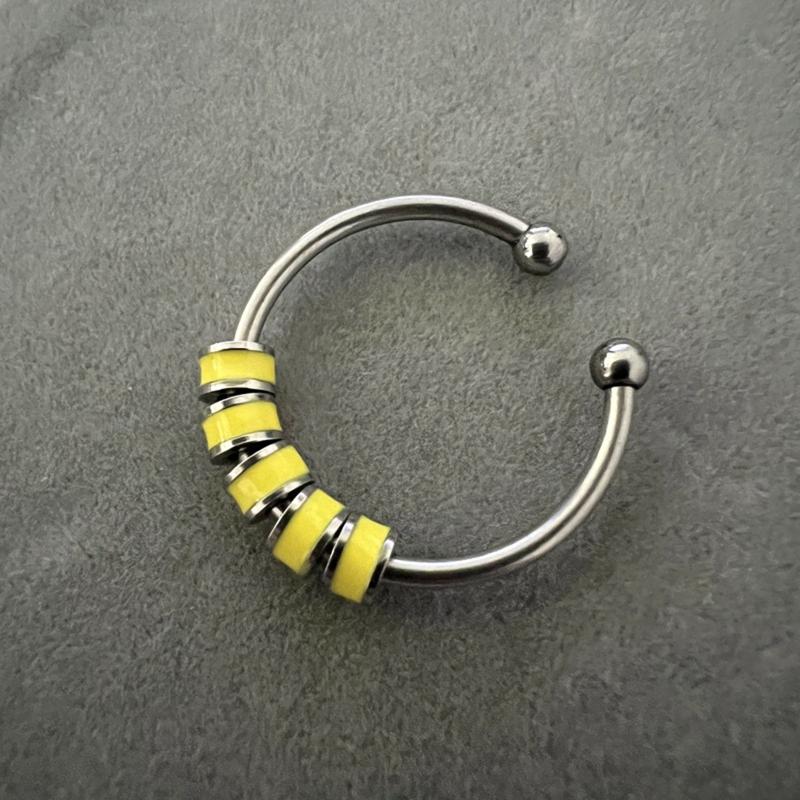 Women Men Open Ring Adjustable Anxiety Relief With Enamel Bead Opening Decoration Accessory Stacking Spinning Ring