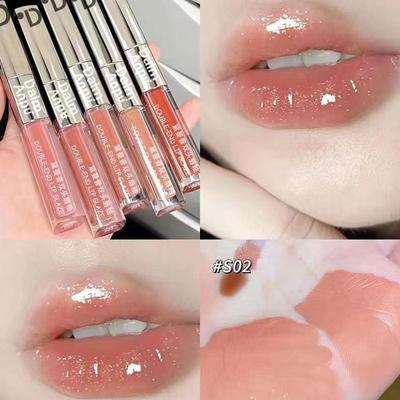 Double-ended Lip Glaze, Water-gloss Mirror Pouty Lips, Non-stick Cup, Moisturizing Glass Lip Gloss, Lipstick