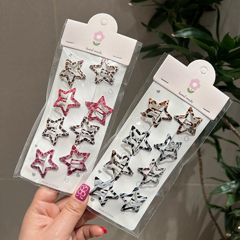 8/16Pcs Leopard Waterdrop Hair Clips for Women Girls Vintage Geometric Star Hairpins BB Clips Barrettes Bangs Hair Accessories