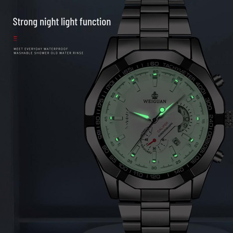 New Waterproof Luminous Men's Quartz Wristwatch - Trendy Korean Style, Fully Automatic, Domineering Design.