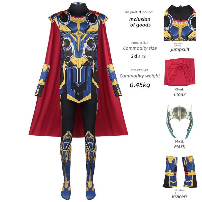 Halloween Cosplay Costume Thor 4 Thor Thorin Simple Children's and Adult Tight-Fitting Jumpsuit Cosplay Performance