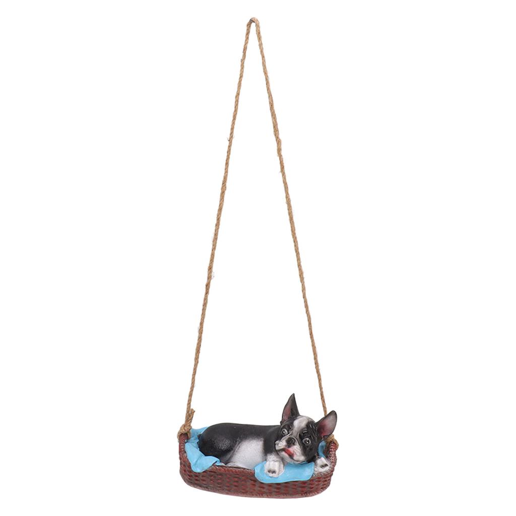 Garden Dog Statue Outdoor Resin Swing Ornament Hanging Decoration Home Bulldog Animal Gift Black