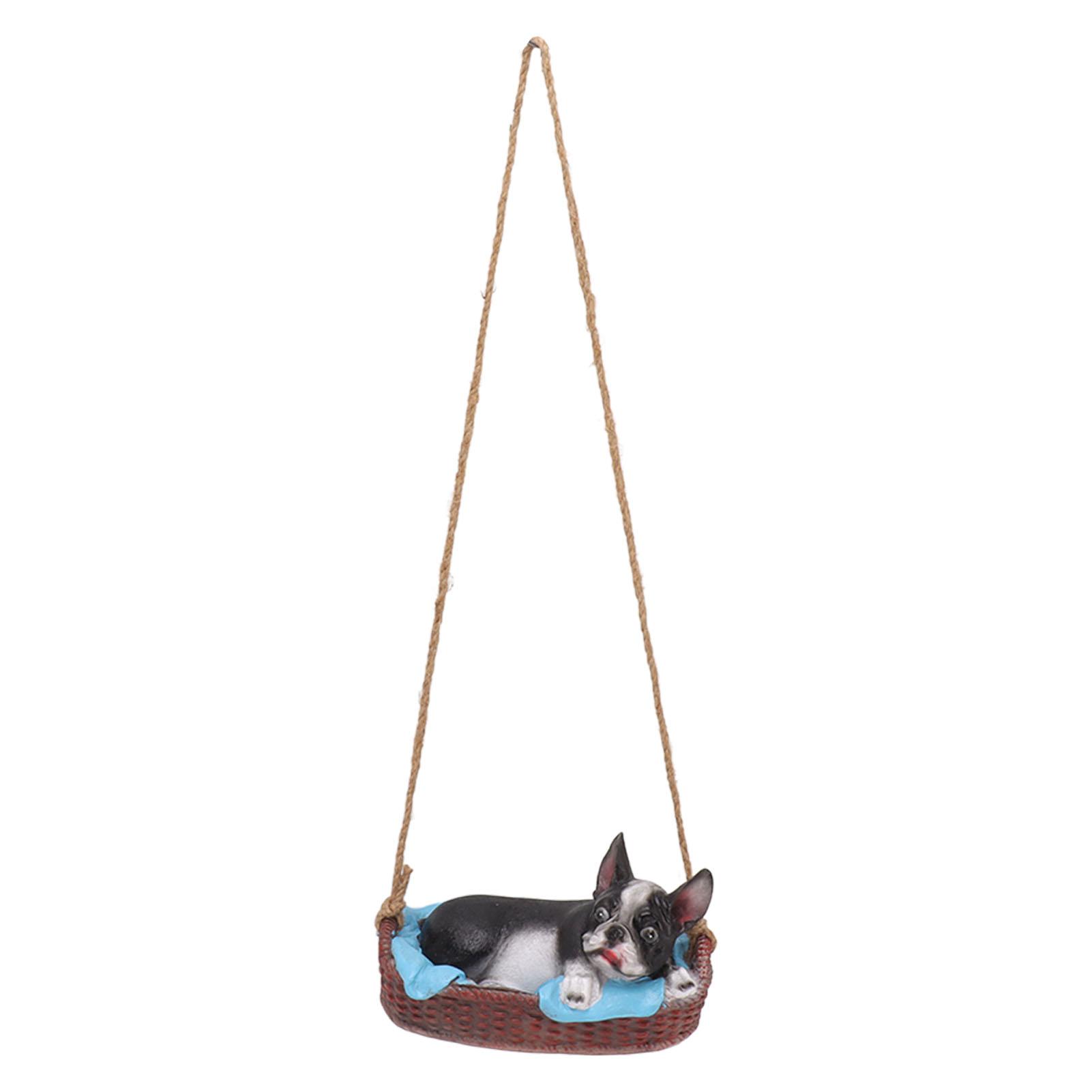 

Садовая статуя собаки Уличная смола Качели Орнамент Подвесное украшение Дом Бульдог Животное Подарок Серый чёрный