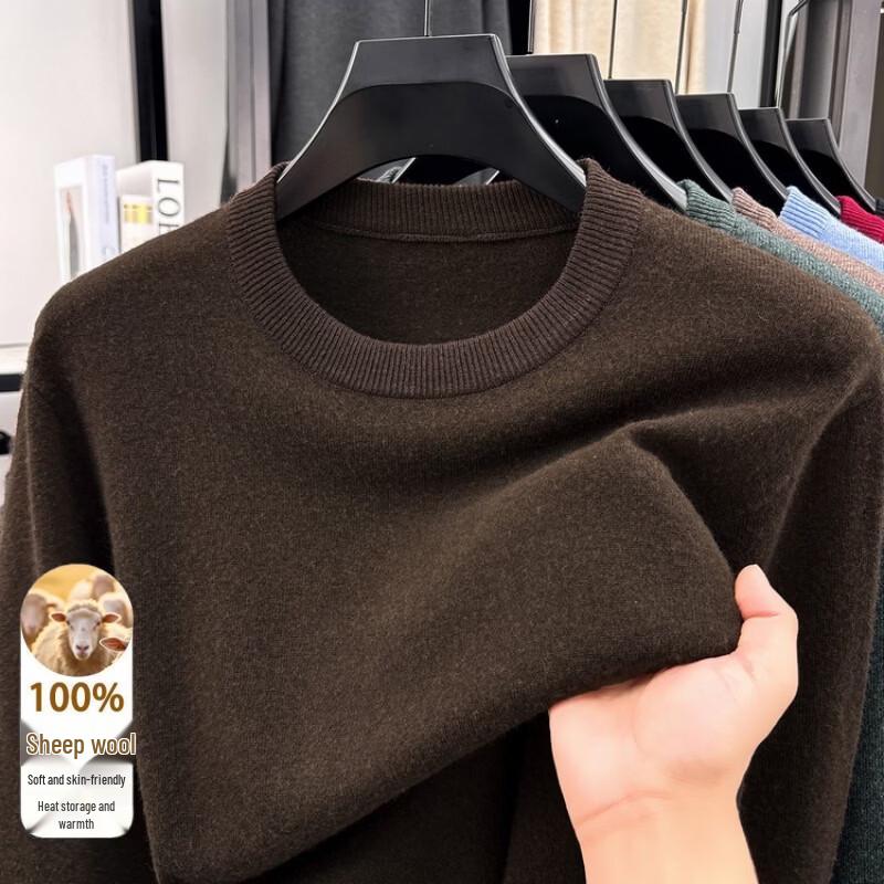 Hengyuanxiang Men's Autumn/Winter Thickened Crew Neck Knitted Sweater