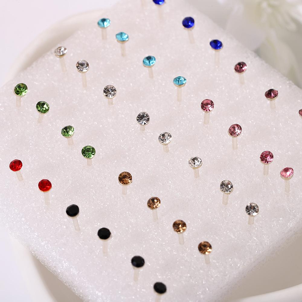 1 Box Colorful Resin Earrings, Plastic Earrings, Crystal Ear Studs, Set of Ear Bone Pins