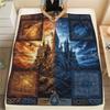 1Pc Cartoon Print Flannel Blanket, High Quality Comfortable for All Seasons, Home Decor, Warmth and Comfort, Perfect for Christmas Birthday Gift