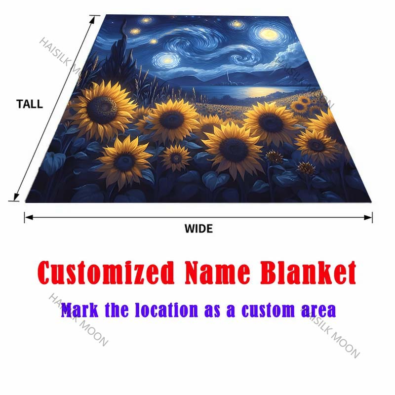 Oil Painting Sunflower Starry Sky Blanket Warm Soft Fluffy Kids Adult Luxury Gifts for Sofa Bed Home Outdoor Travel Camping