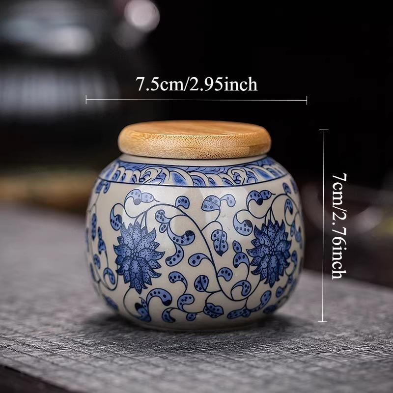 

Ceramic Blue and White Tea Jar Moisture Proof Powder Container Chinese Spice Jar Facial Mask Powder Can Tea Ceremony Accessories