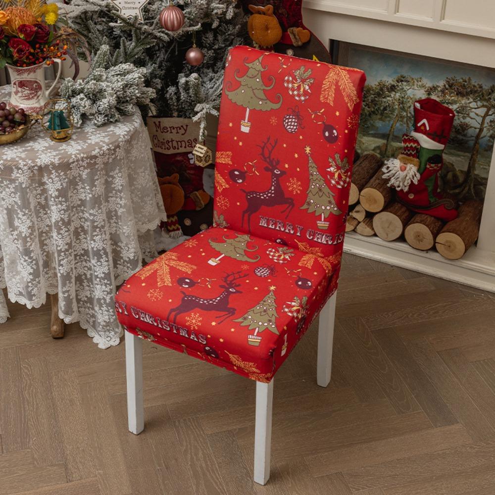 Christmas Chair Covers Stretchable Dining Chair Slipcovers Holiday Decorations Elastic Seat Covers for Table Setting