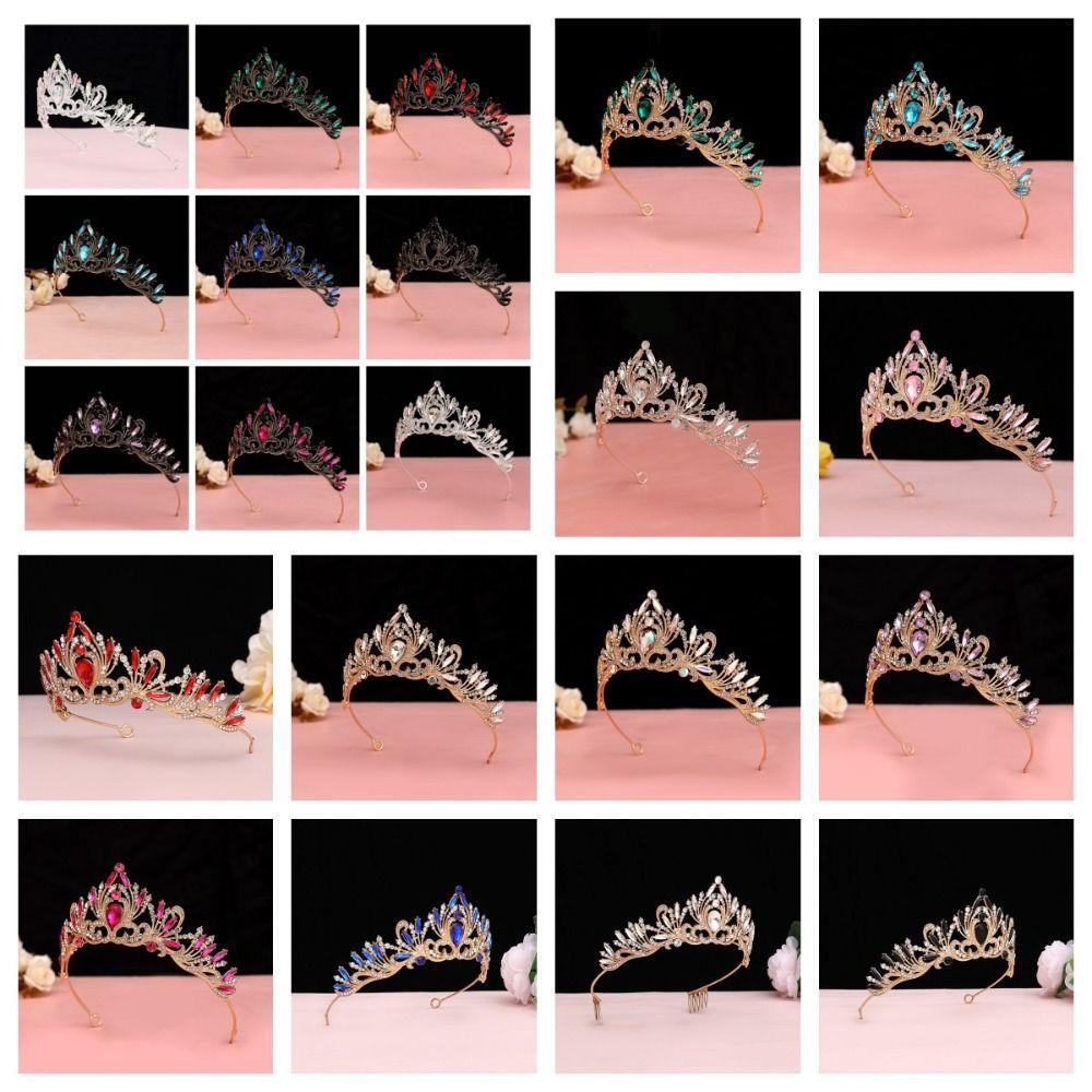 Vintage Baroque Crown Antique Bronze Princess Rhinestone Tiara  Birthday Head Jewelry