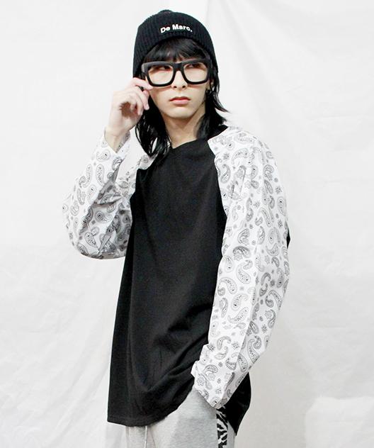 Deumakeu Box Fit Raglan Sleeve Paisley T-Shirt White