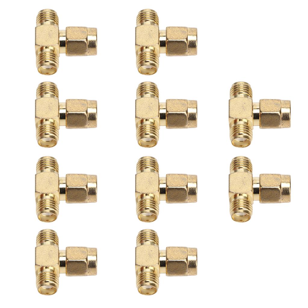10 Pcs SMA Tee Adapter Wide Bandwidth OFC Radio Frequency Adapter SMA Coax Connector for GPS System