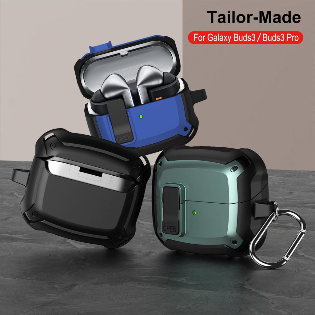Case for Samsung Galaxy Buds 3/ Buds 3Pro with Secure Lock Clip Shockproof Protective with Carabiner for Samsung Galaxy Buds 3