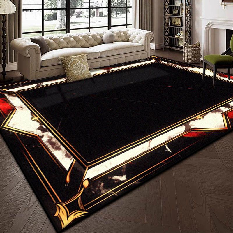 Luxury Black Marble Carpet for Living Room Bedroom Decoration Sofa Large Area Rug Cloakroom Office Fluffy Plush Customizable Mat