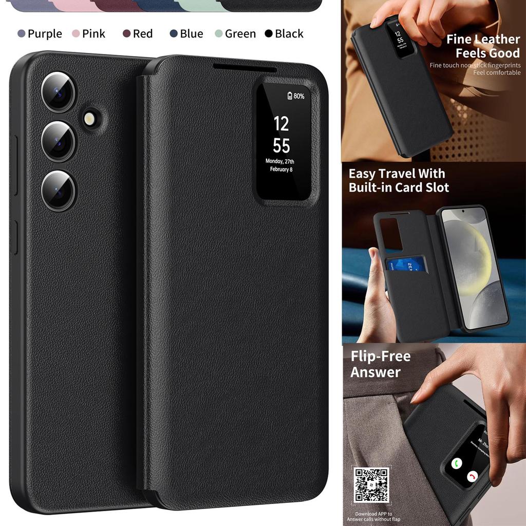 Case For Samsung Galaxy S25 Ultra Smart Window Leather Wallet Flip Cover